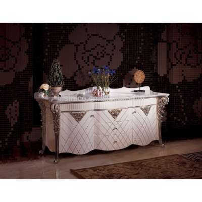 Rome Style White Color Hand Carving Bathroom Vanity, European Classical Vanitory Washing Cabinet with Double Sinks