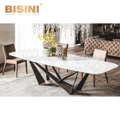 High End Luxury Italian Post Modern Style Conference Table with White Marble Pattern Top BF12-04266a