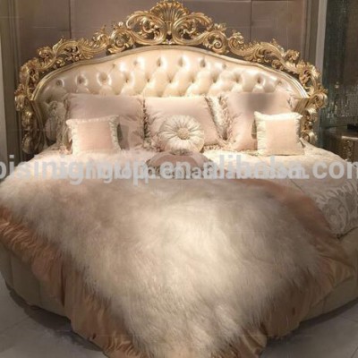 Luxury French style wooden round bed for villa hotel