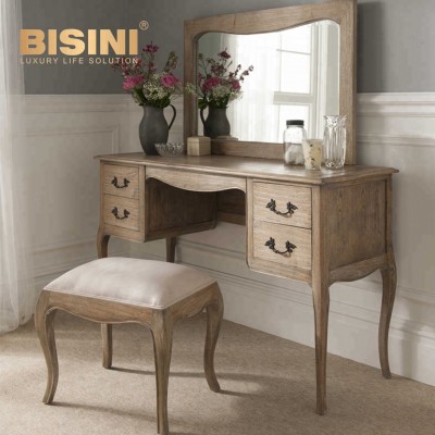 Bisini American Old Style Kids Dresser, Modern Style Wooden Dressing Table with Mirror BF07-10333