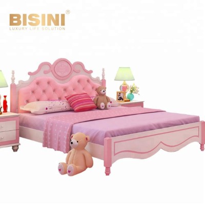 Bisini Modern style Girls Lovely Bed, Princess Pink Bedroom Set Furniture BF07-10342