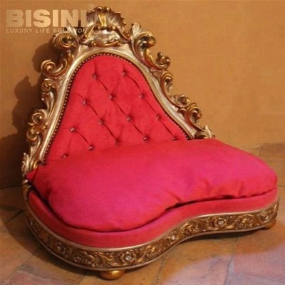 Bisini Luxurious red satin and crystals pet bed, for dog or cat-BG800008