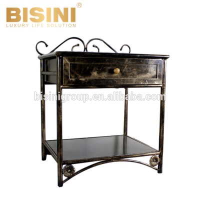 Vintage European style Antique Metal Bedroom Furniture Night table Bronze color Cast Iron Nightstands