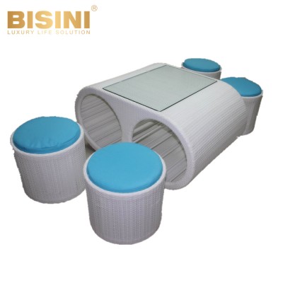 Modern style new telescope type Garden table and chair set Swimming Pool hideable round stool space-saving tea table